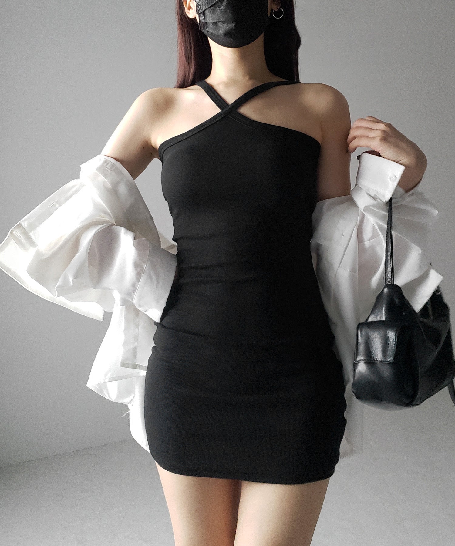 【 カップ付き 】クロスストラップミニキャミワンピース / cross strap mini cami onepiece