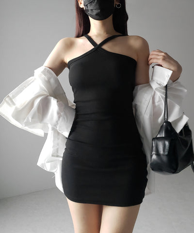 【 カップ付き 】クロスストラップミニキャミワンピース / cross strap mini cami onepiece