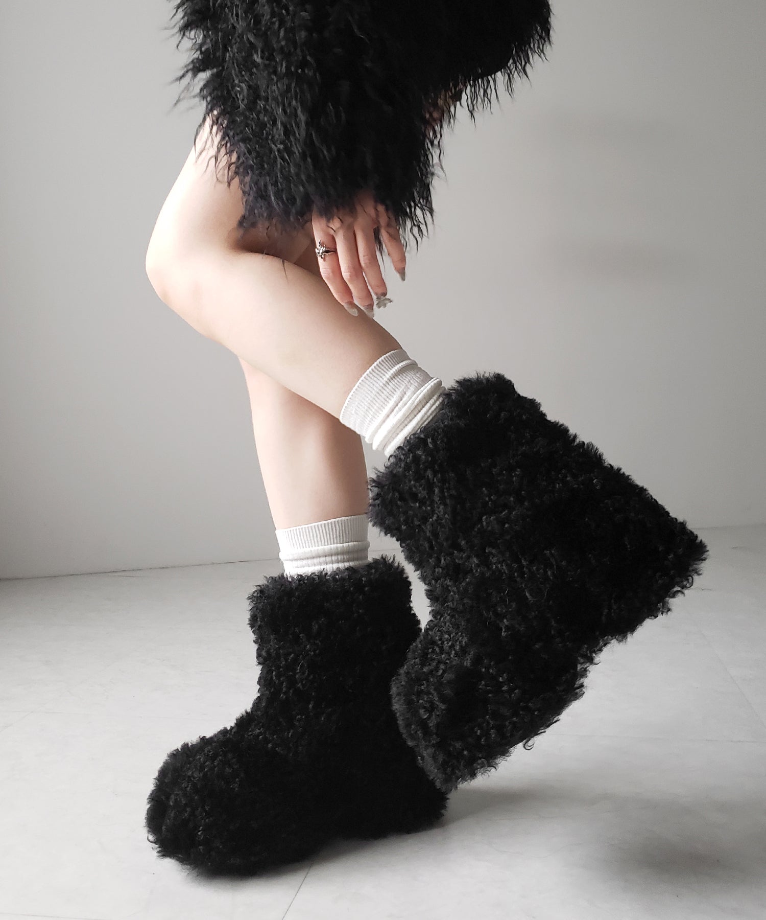 厚底テディボアショートブーツ / platform teddy boa short boots