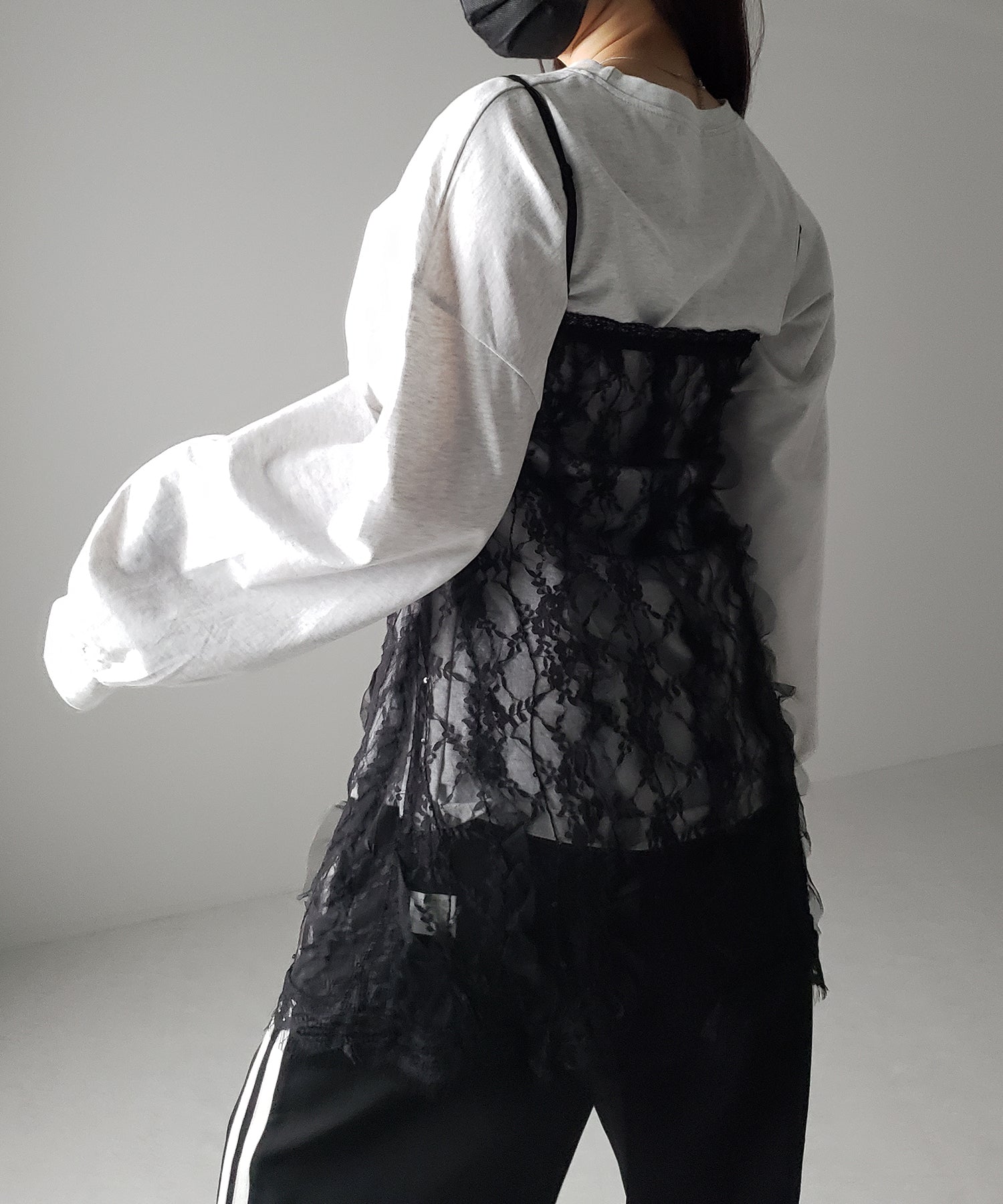 【 2color 】チュールドッキングレースチュニックキャミソール / tulle docking lace tunic camisole