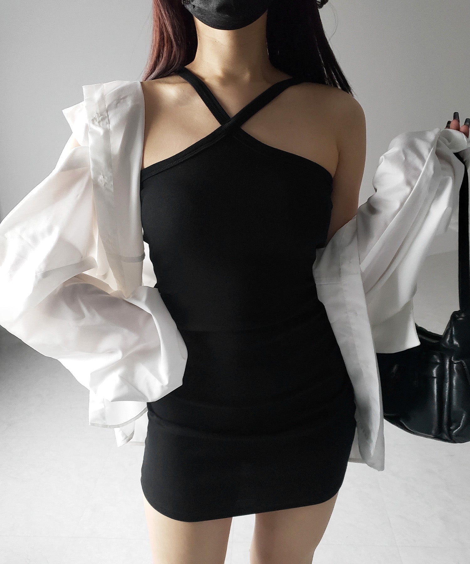 【 カップ付き 】クロスストラップミニキャミワンピース / cross strap mini cami onepiece