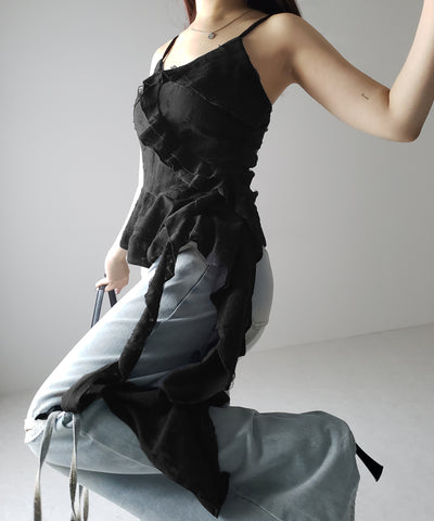アシンメトリーダメージフリルキャミソール / asymmetry damage frill camisole