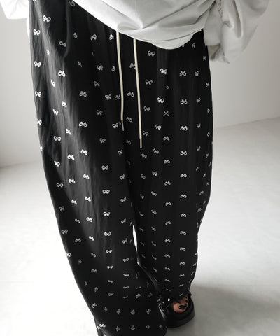 リボンプリントワイドイージーパンツ / ribbon print wide easy pants
