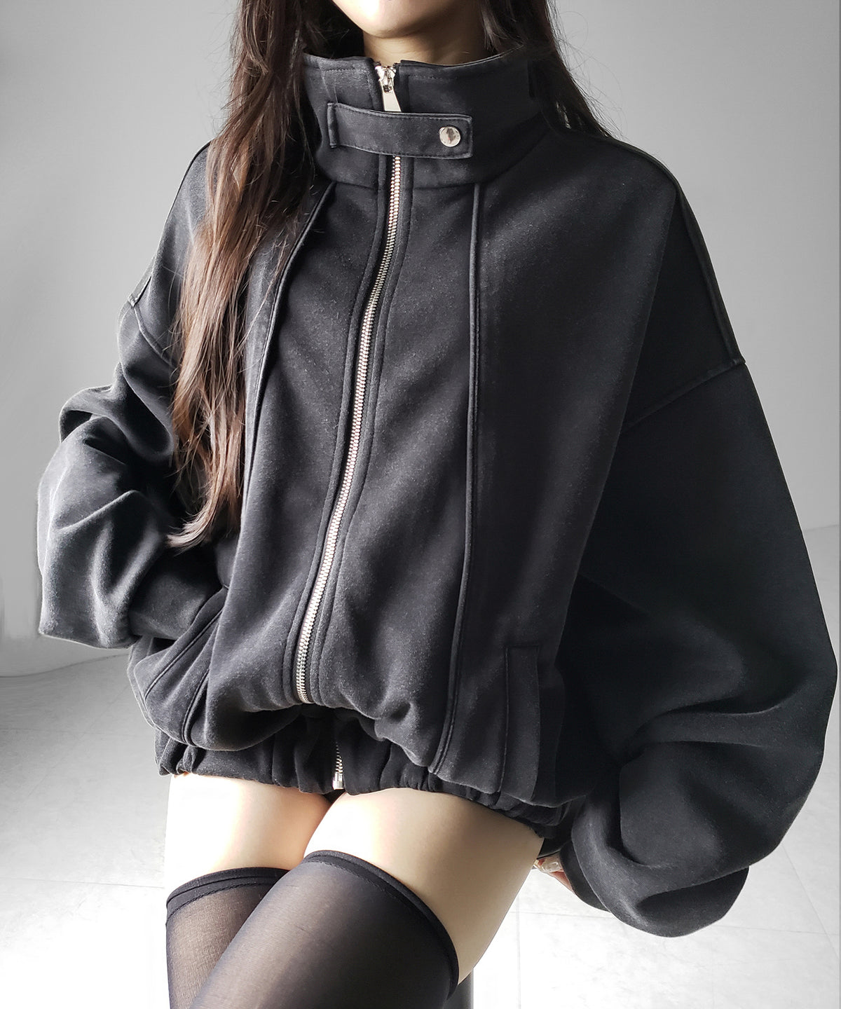 ピグメントヴィンテージジップアップオーバースウェットブルゾン / pigment vintage zipup over sweat blouson