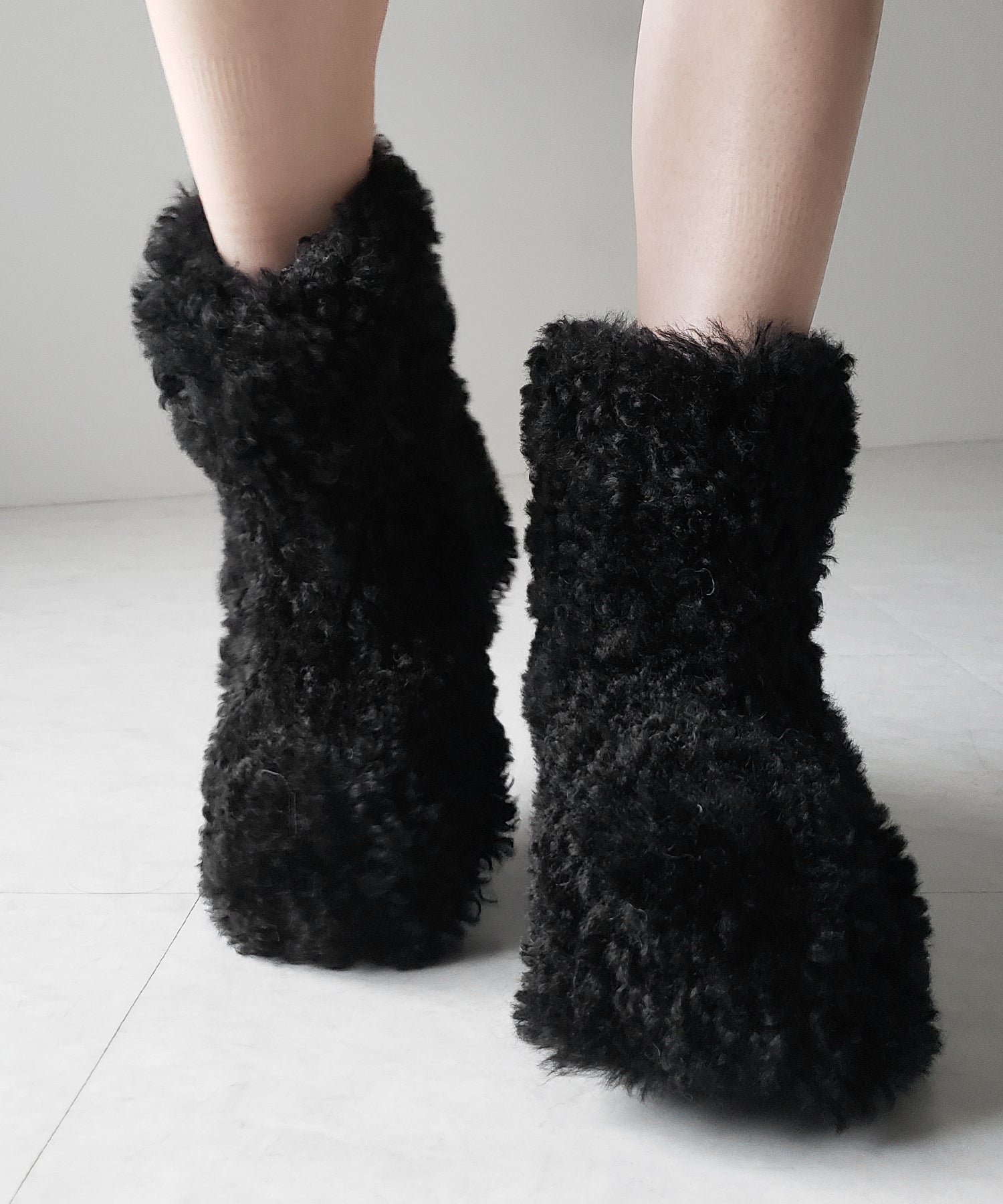 厚底テディボアショートブーツ / platform teddy boa short boots