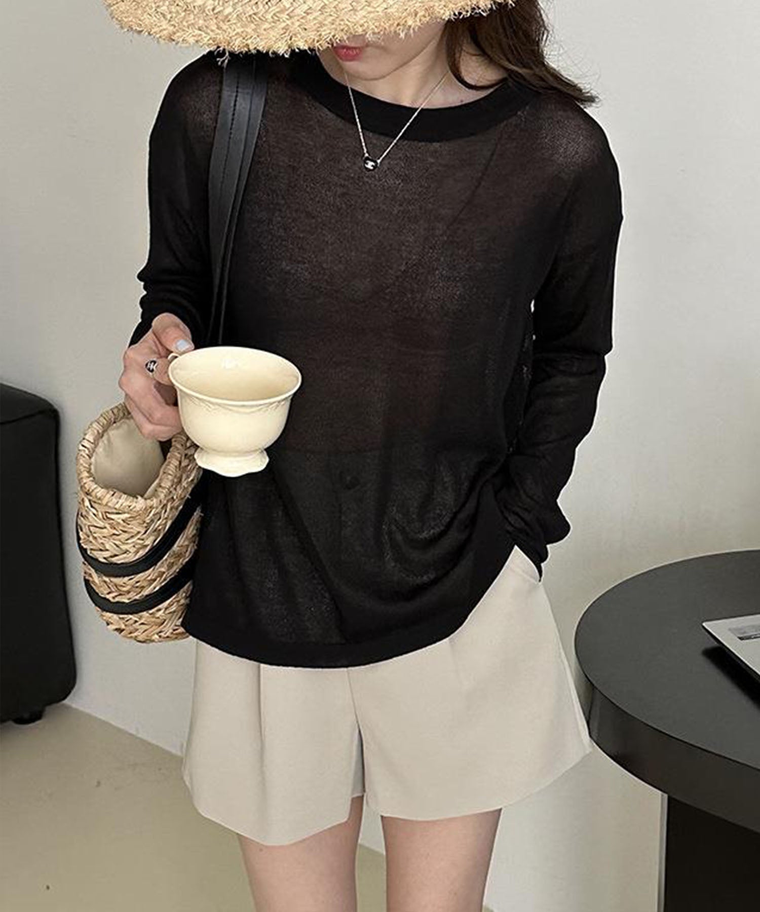 【 選べる7color 】ニュアンスカラーバックスリットオーバーシアーニット / nuance color back slit over sheer knit