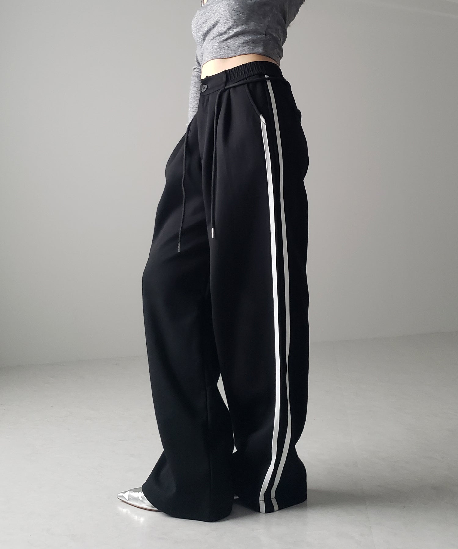 2WAYウエストコードサイドライントラックワイドパンツ