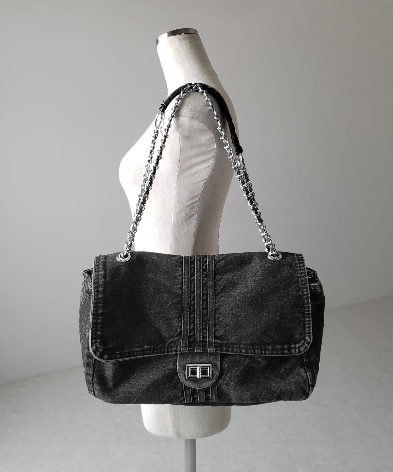 センターラインウォッシュデニムショルダーバッグ / centerline washed denim shoulder bag