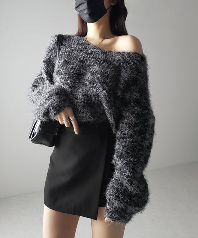 フラッフィーメランジルーズシャギーニット【韓国製】