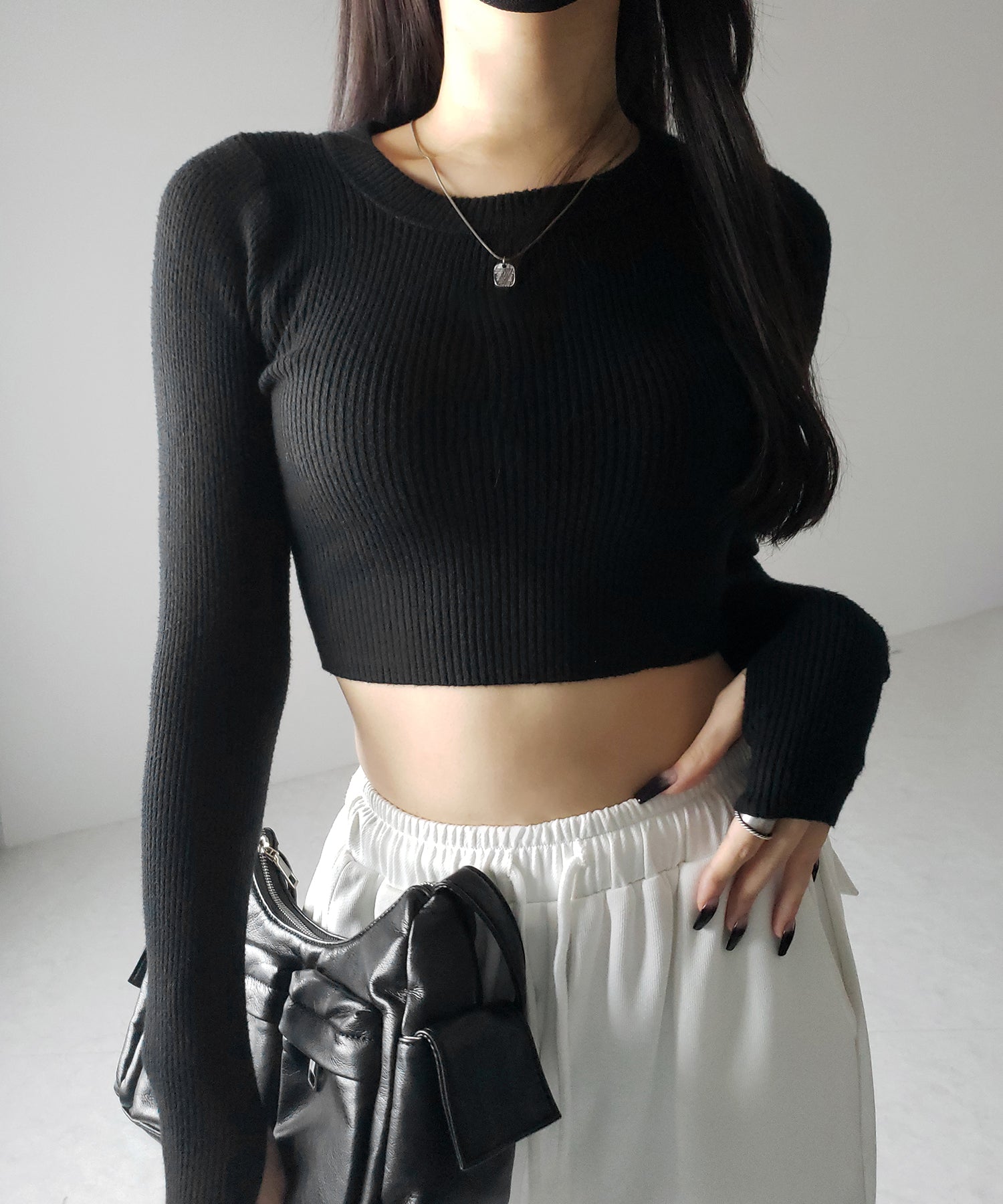 BASIC ショートリブニットトップス / BASIC SHORT LIB KNIT TOPS