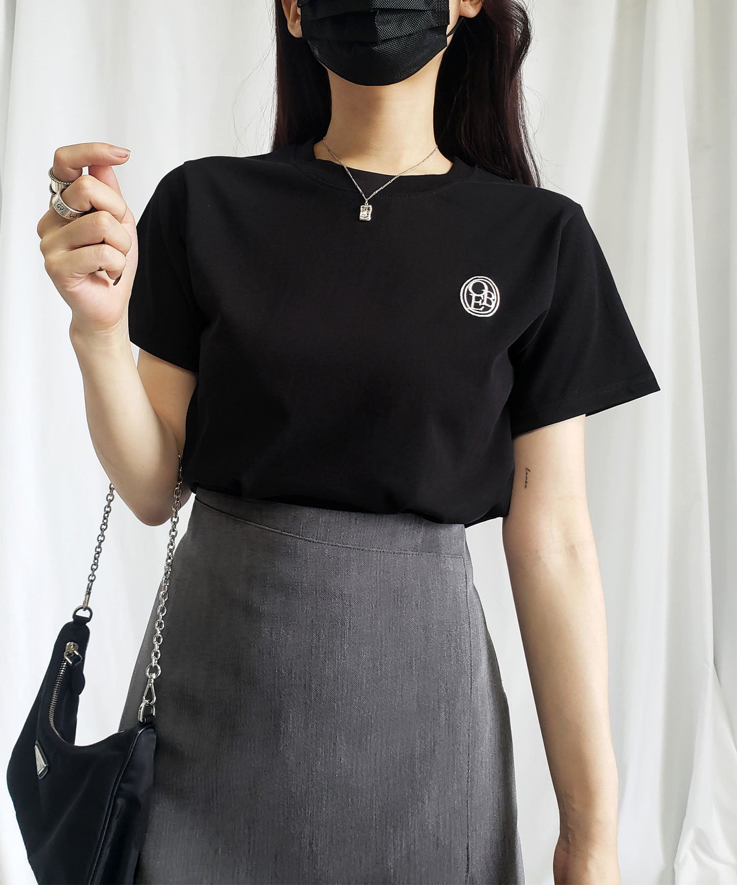 OBE刺繍 ミニロゴTシャツ【 韓国製 】