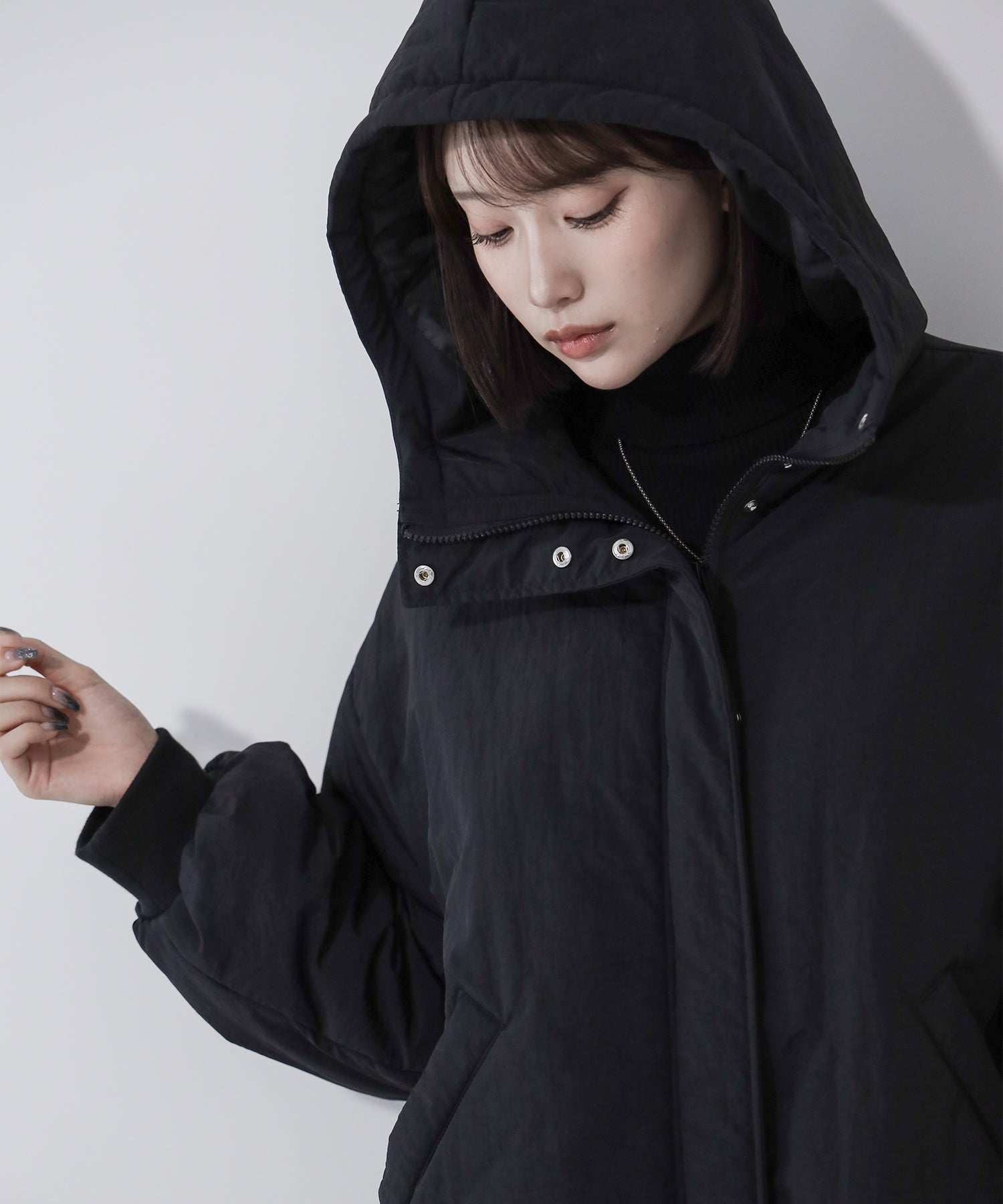 【 裾絞り可能2WAY 】フード付きパファーエコダウンモンスターコート / 2WAY Hooded puffer eco down monster coat