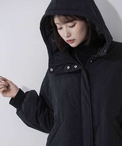 【 裾絞り可能2WAY 】フード付きパファーエコダウンモンスターコート / 2WAY Hooded puffer eco down monster coat