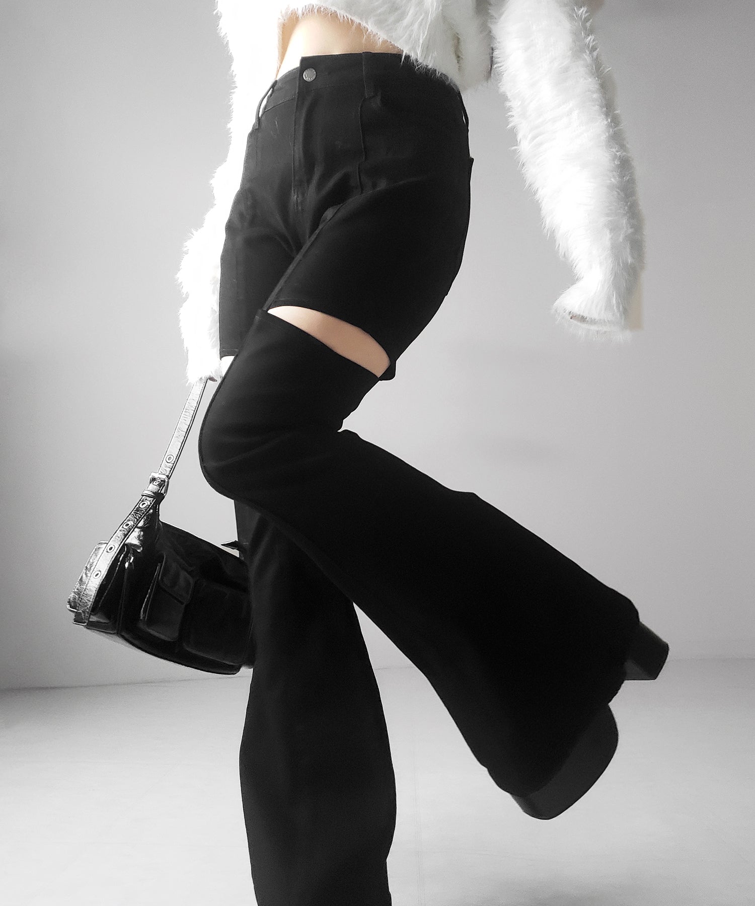 カットアウトヴィンテージストレッチフレアデニム / cutout vintage stretch flare denim