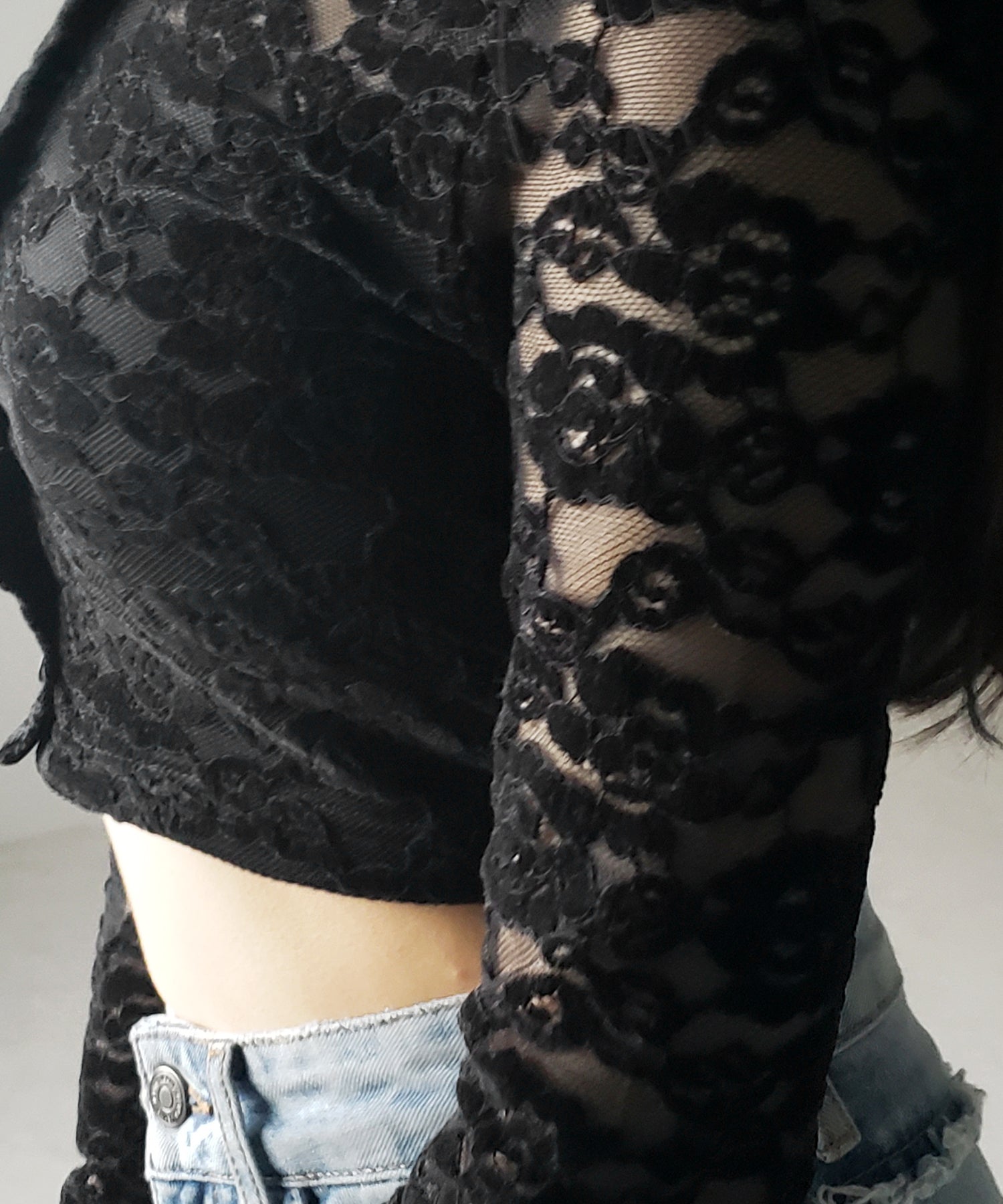 【 2color 】ベロアレースショートカーディガン / velour lace short cardigan