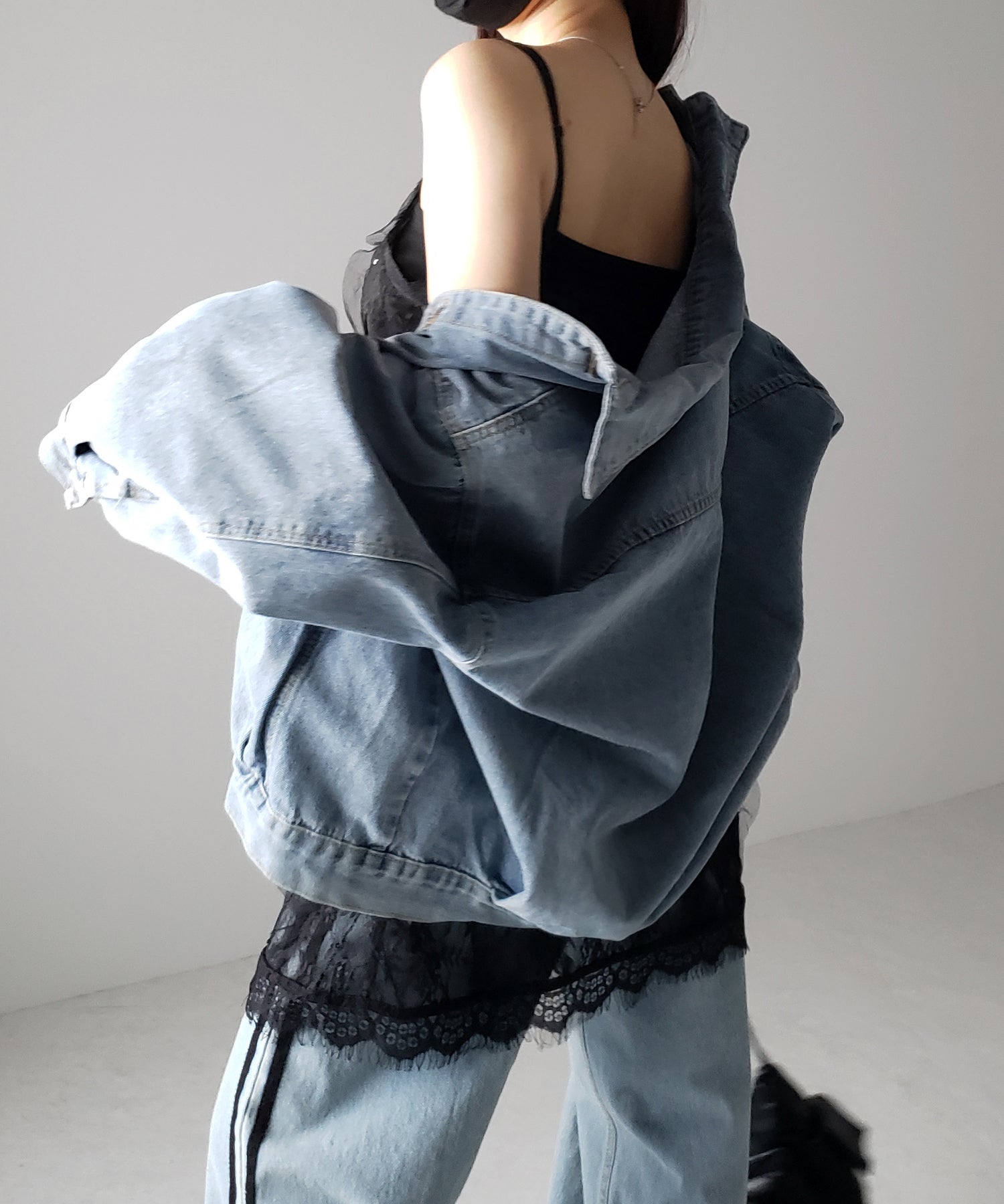 【 2color 】チュールドッキングレースチュニックキャミソール / tulle docking lace tunic camisole