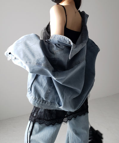 チュールドッキングレースチュニックキャミソール / tulle docking lace tunic camisole