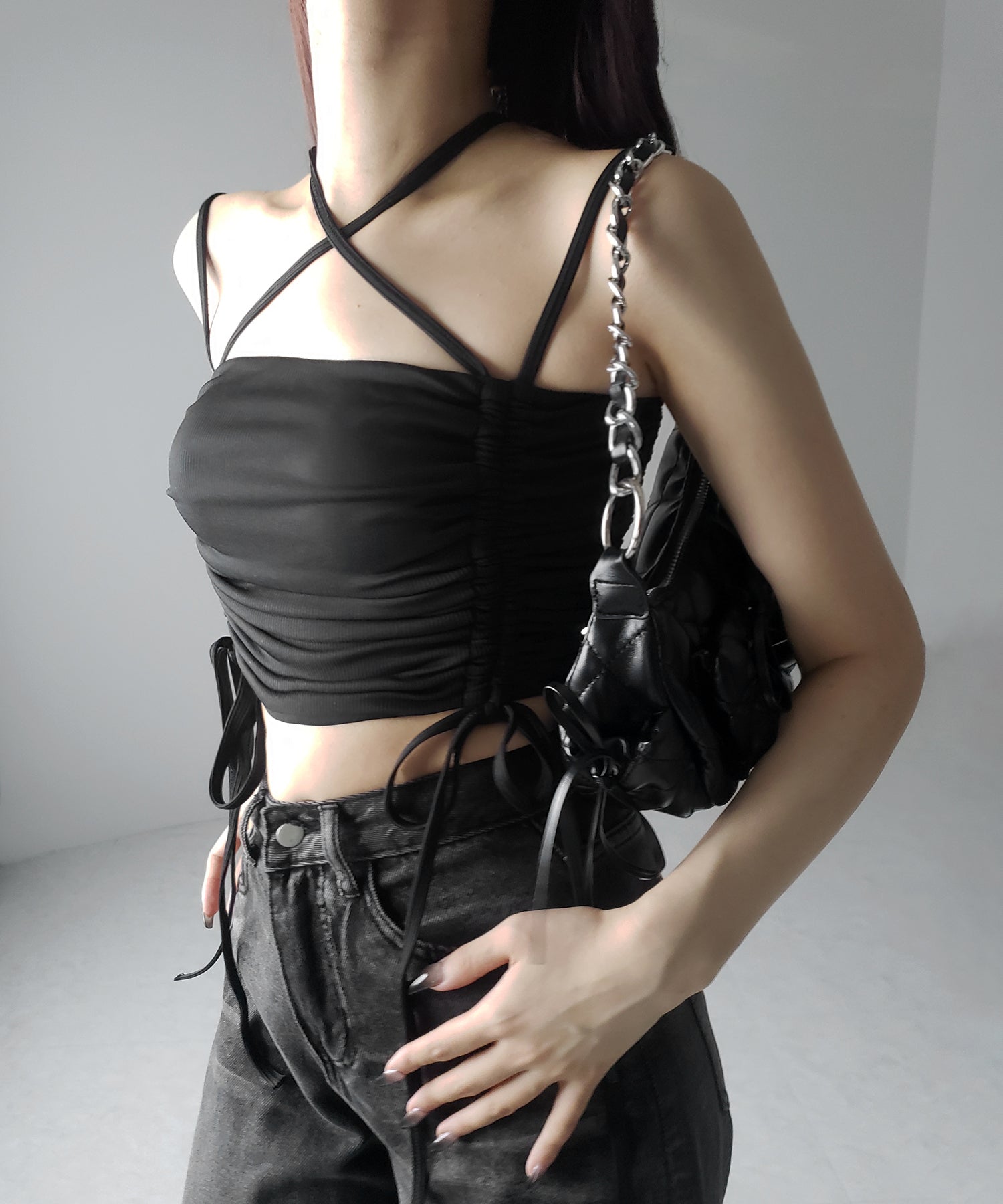 【 レディース水着/2点セット 】2WAY クロスストラップシャーリングリボンセパレートビキニ / cross strap shirring ribbon separate bikini