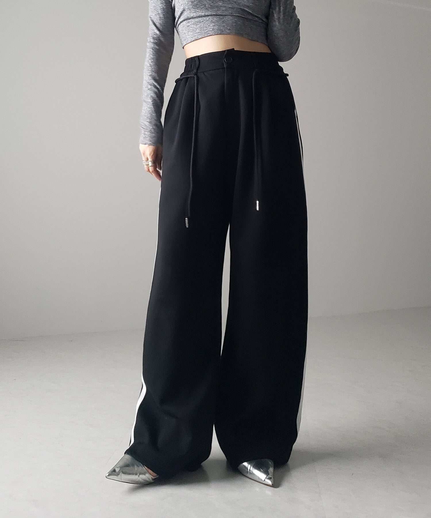 2WAYウエストコードサイドライントラックワイドパンツ