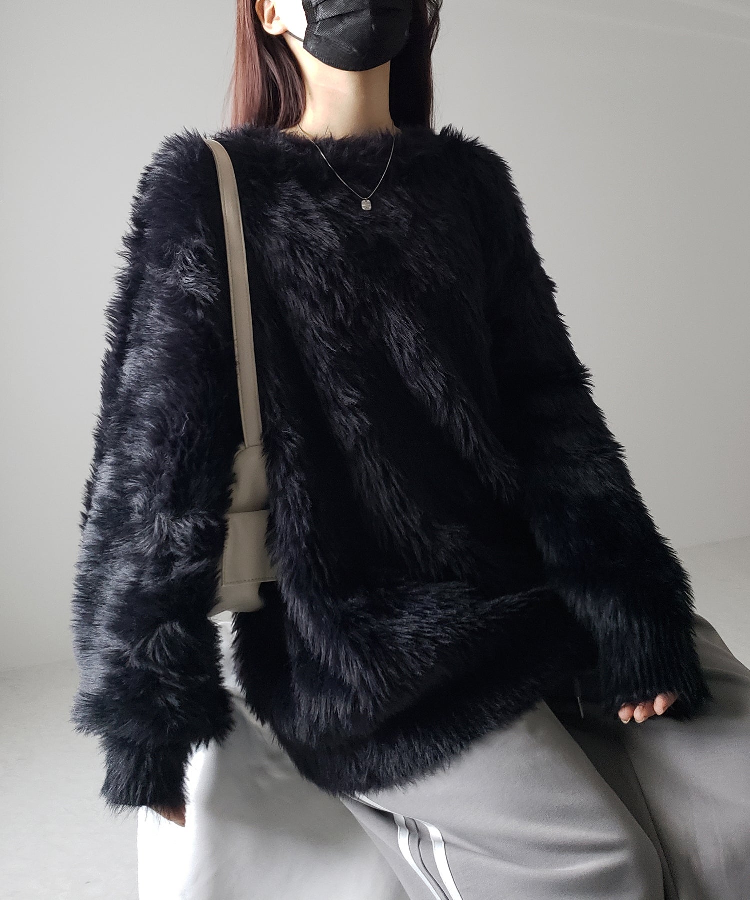 【 4color 】ビッグシルエットロングシャギールーズニット / big silhouette long shaggy loose knit