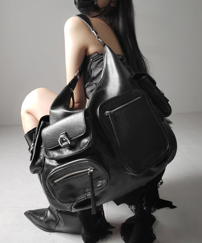 5アウトポケットマットヴィンテージワンハンドルショルダーバッグ / 5 out pocket matte vintage one handle shoulder bag