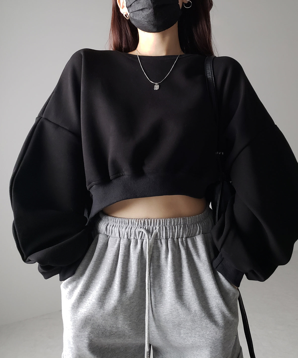 【 3color 】ボリュームスリーブショート丈スウェット