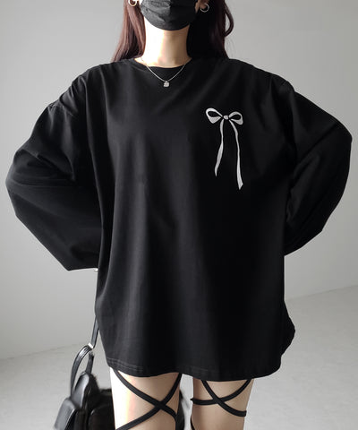 リボンプリントバレエコアビッグTシャツ / ribbon print ballet core big Tee