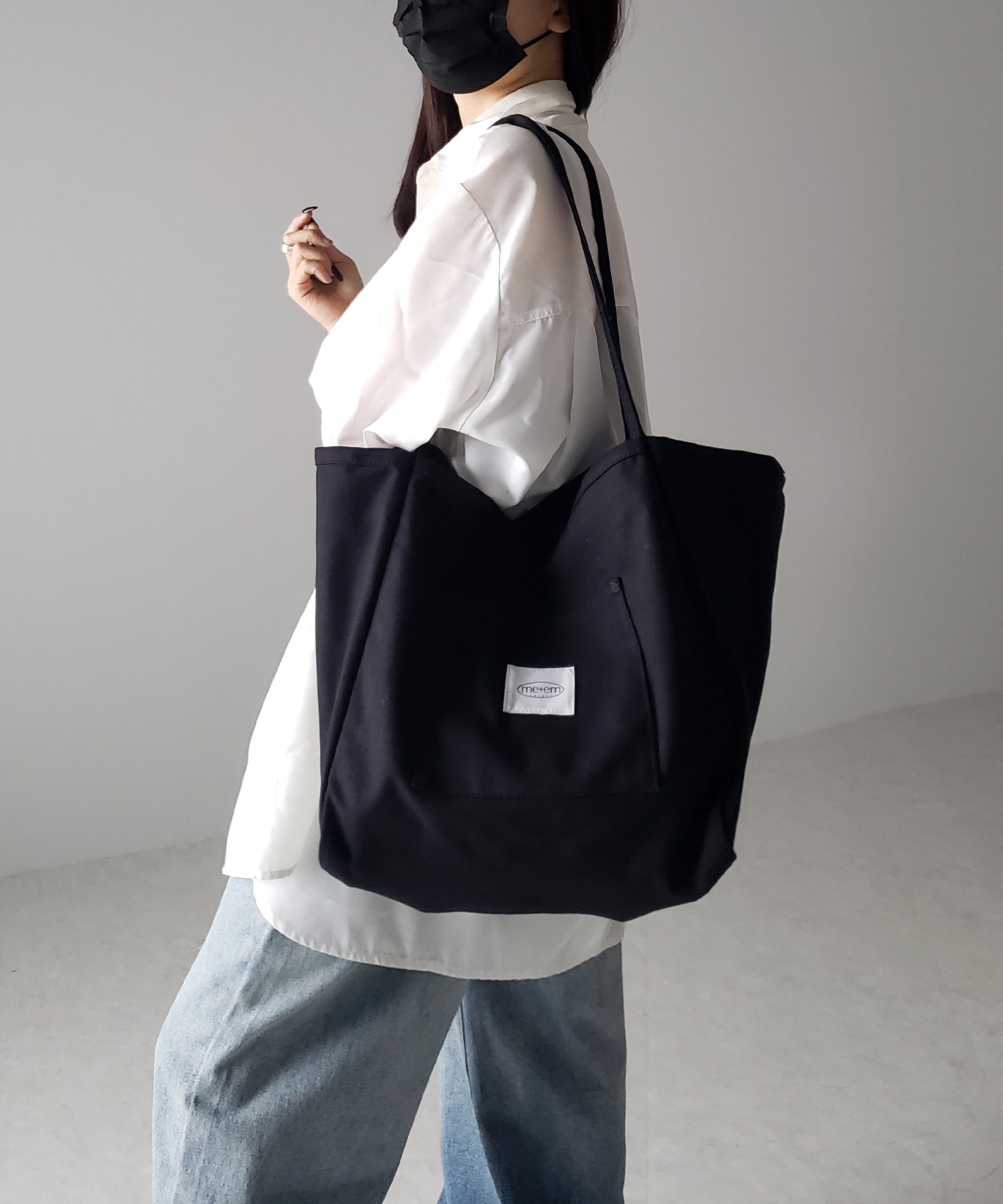 【 7color /大容量 】ミームセレクトオリジナルタグキャンバスカラートートバッグ / me+em select original tag canvas color totebag