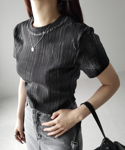 ヴィンテージプリントクロップドリブTシャツ / vintage print cropped lib Tee