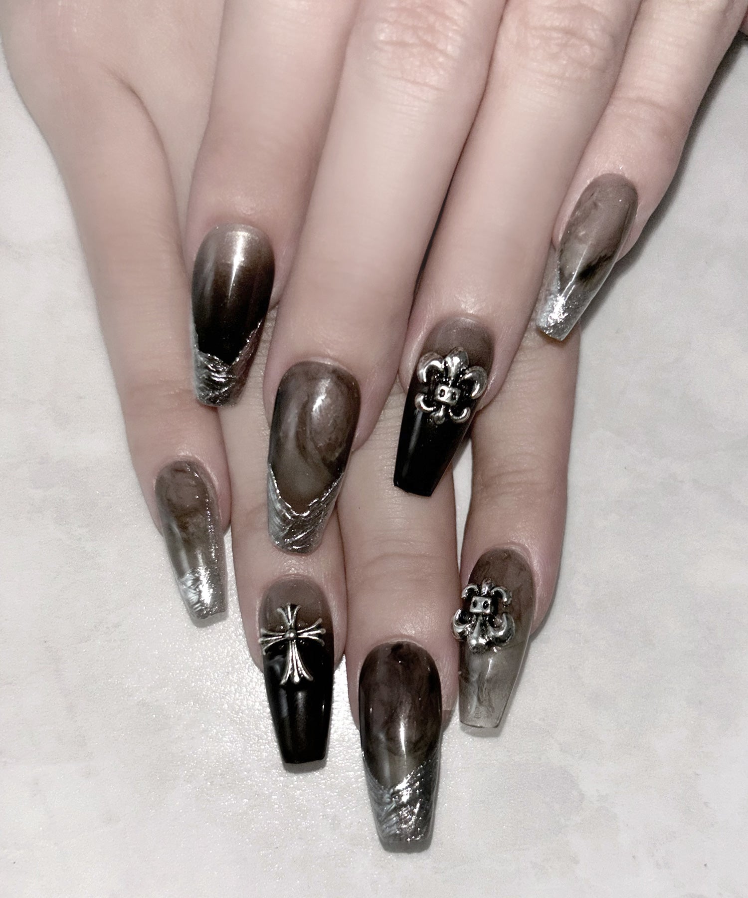 グラデーションクロスパーツニュアンスネイルチップ / gradation cross parts nuance nail tips