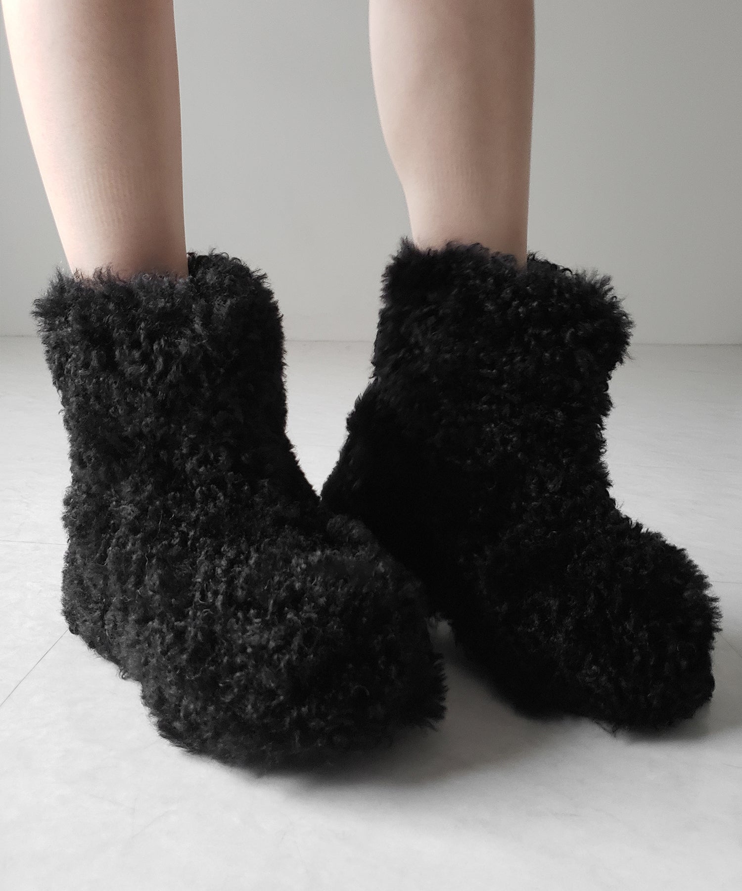 厚底テディボアショートブーツ / platform teddy boa short boots