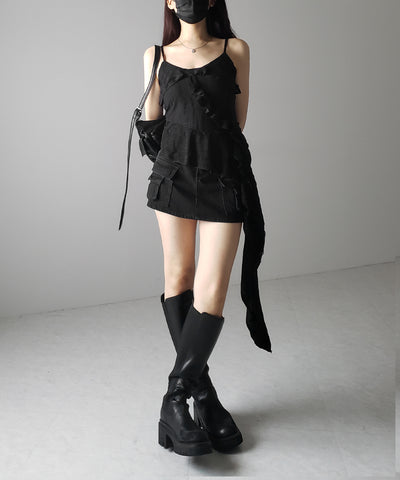 アシンメトリーダメージフリルキャミソール / asymmetry damage frill camisole