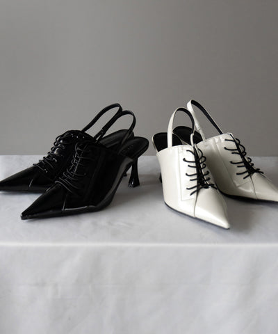 ポインテッドトゥレースアップスニーカーミュール / pointed toe lace up sneaker mules