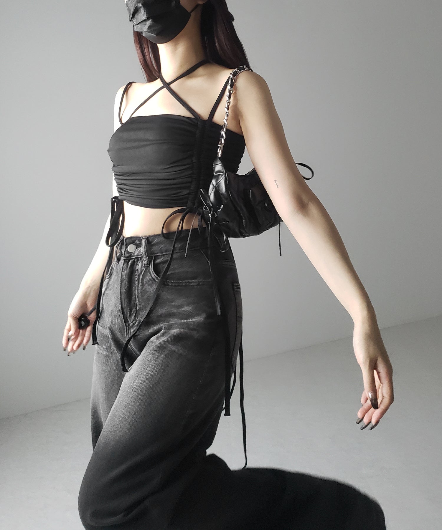 【 レディース水着/2点セット 】2WAY クロスストラップシャーリングリボンセパレートビキニ / cross strap shirring ribbon separate bikini