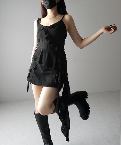 アシンメトリーダメージフリルキャミソール / asymmetry damage frill camisole