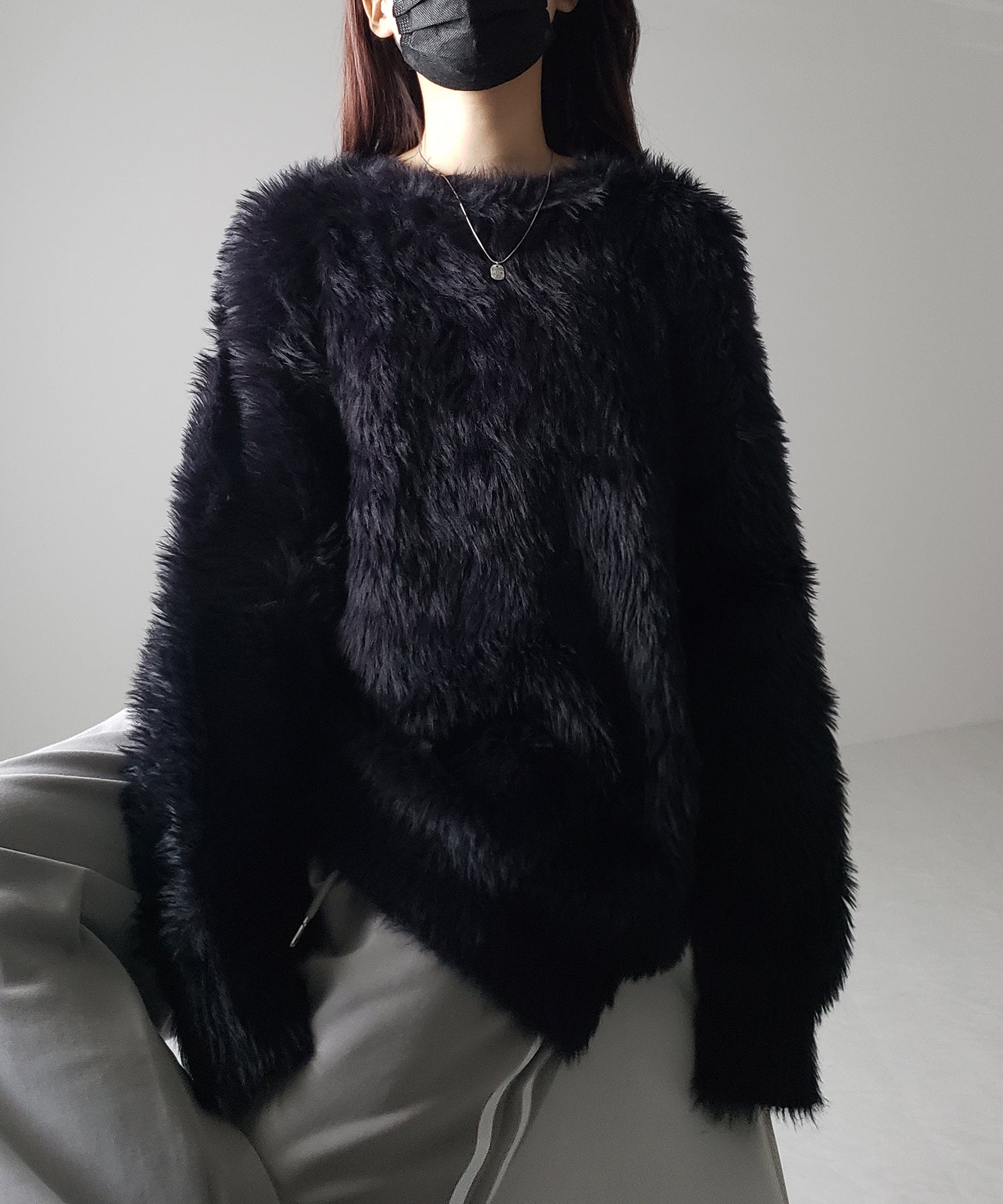 【 4color 】ビッグシルエットロングシャギールーズニット / big silhouette long shaggy loose knit