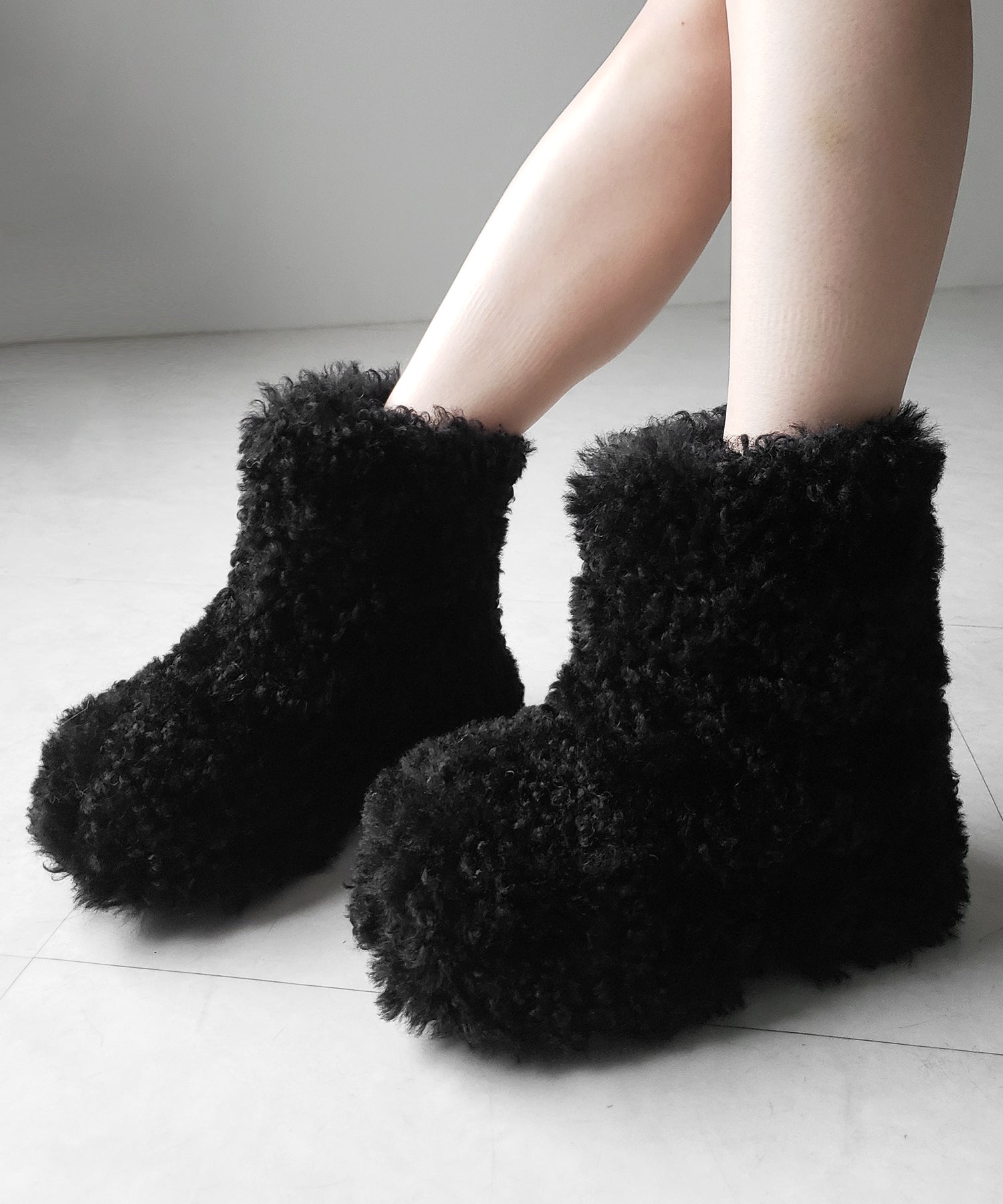 厚底テディボアショートブーツ / platform teddy boa short boots