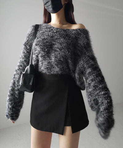 フラッフィーメランジルーズシャギーニット【韓国製】