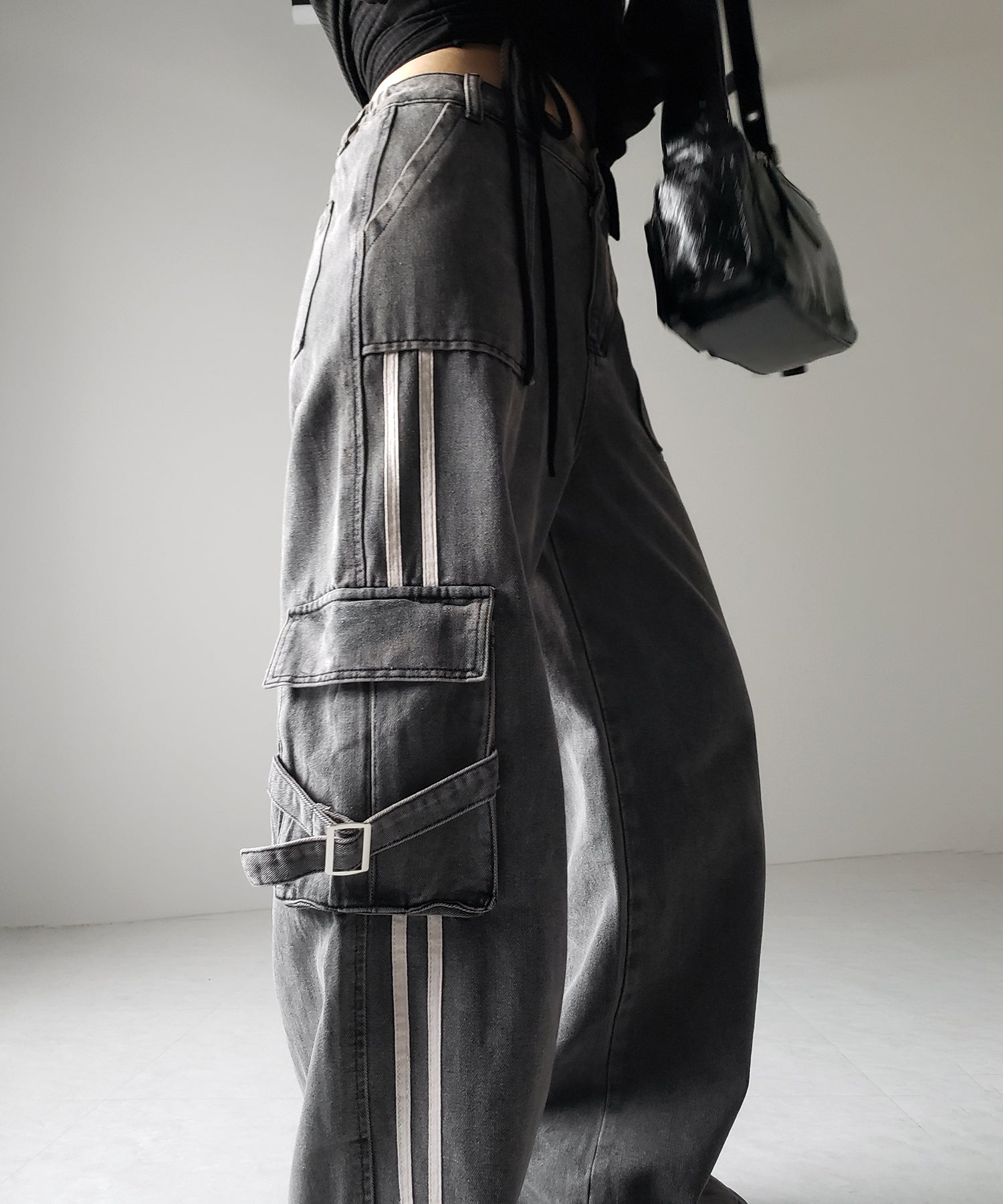 サイドラインストレートカーゴデニムパンツ / sideline straight cargo denim pants