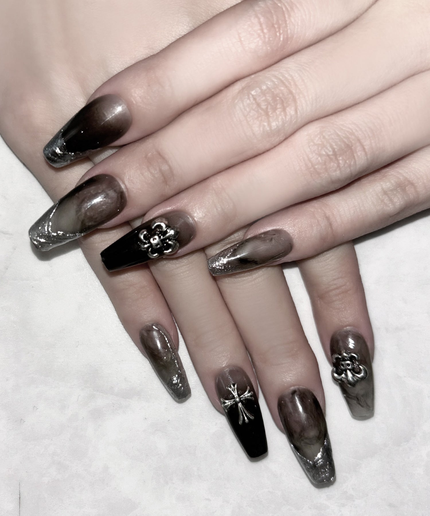 グラデーションクロスパーツニュアンスネイルチップ / gradation cross parts nuance nail tips