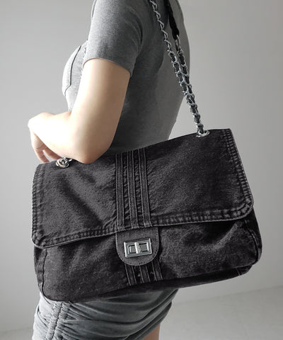 センターラインウォッシュデニムショルダーバッグ / centerline washed denim shoulder bag