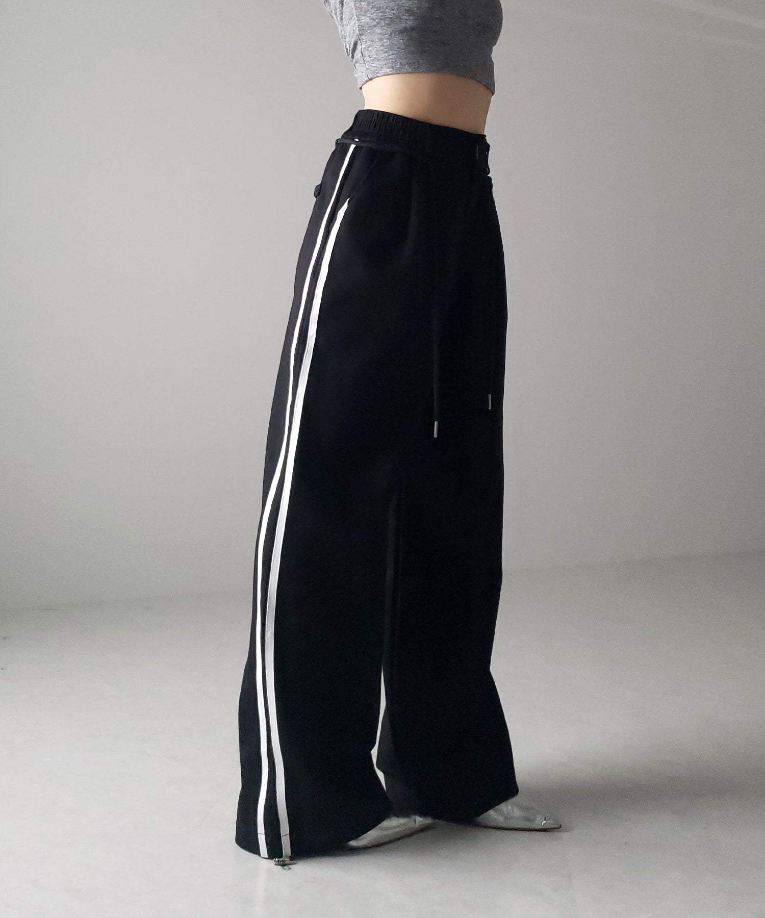 2WAYウエストコードサイドライントラックワイドパンツ