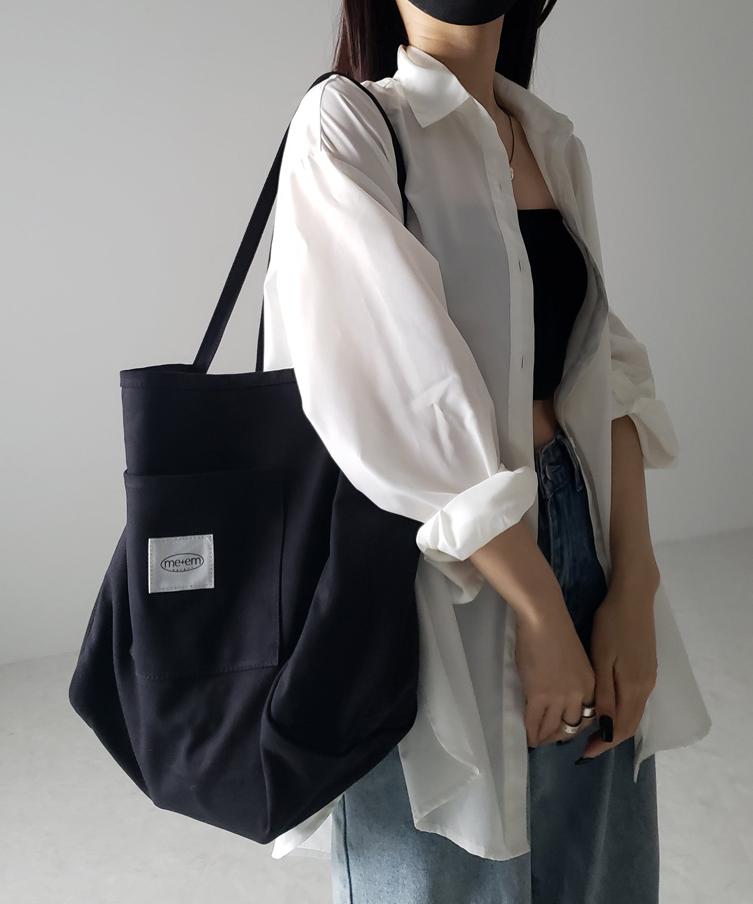 【 7color /大容量 】ミームセレクトオリジナルタグキャンバスカラートートバッグ / me+em select original tag canvas color totebag