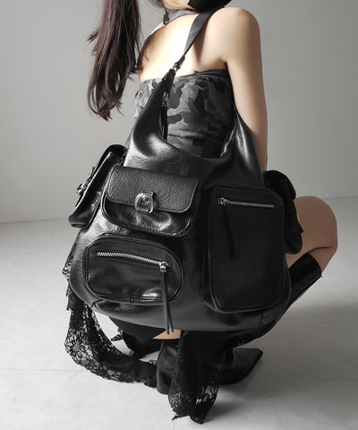 5アウトポケットマットヴィンテージワンハンドルショルダーバッグ / 5 out pocket matte vintage one handle shoulder bag