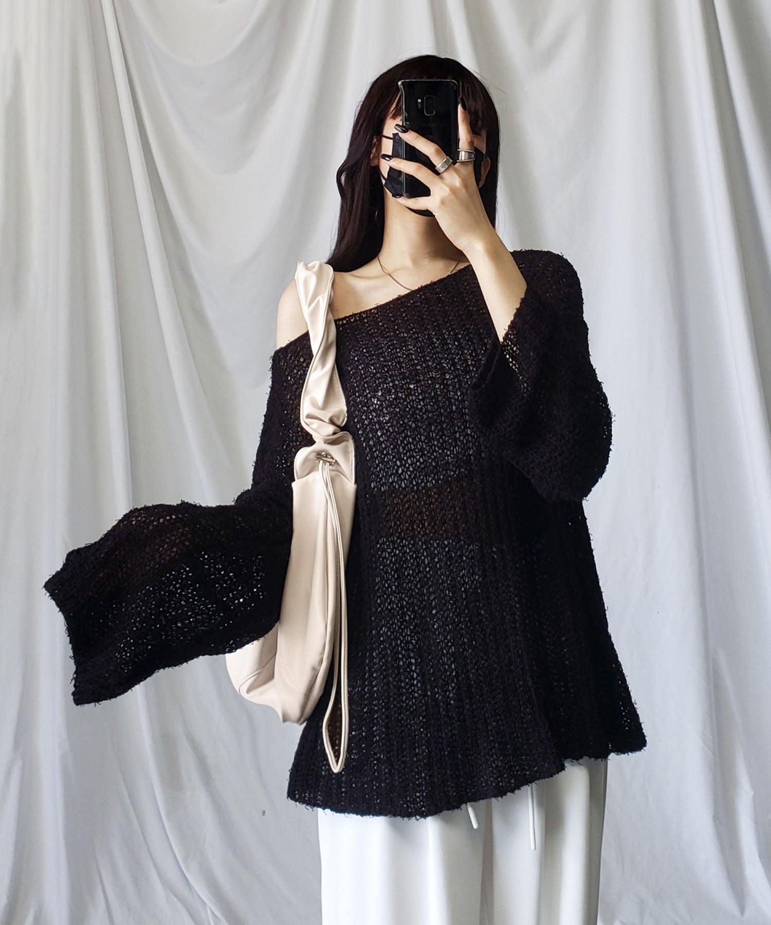 シャーリングハンドルショルダーバッグ / shirring handle shoulder bag