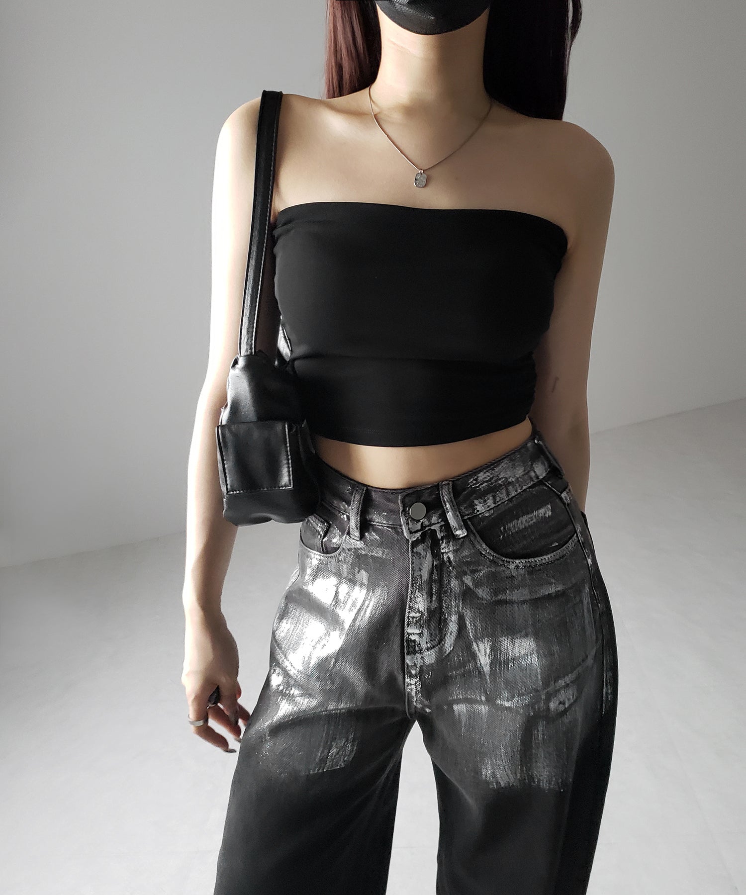 【 カップ付き 】ショートスクエアチューブトップ/ short square tube top