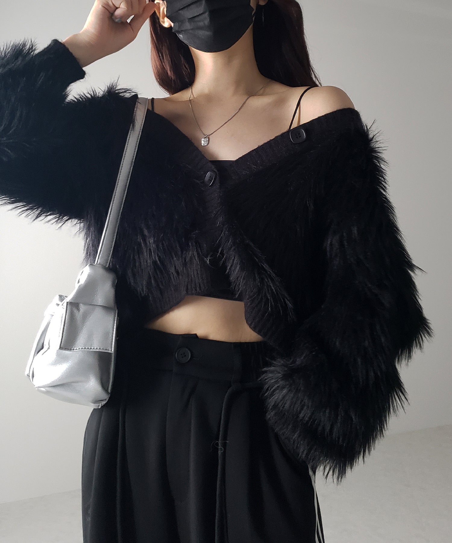 ファームードシャギーニットカーディガン