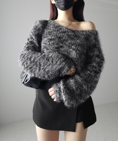 フラッフィーメランジルーズシャギーニット【韓国製】