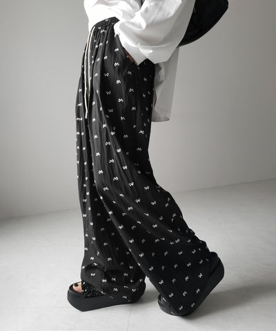 リボンプリントワイドイージーパンツ / ribbon print wide easy pants