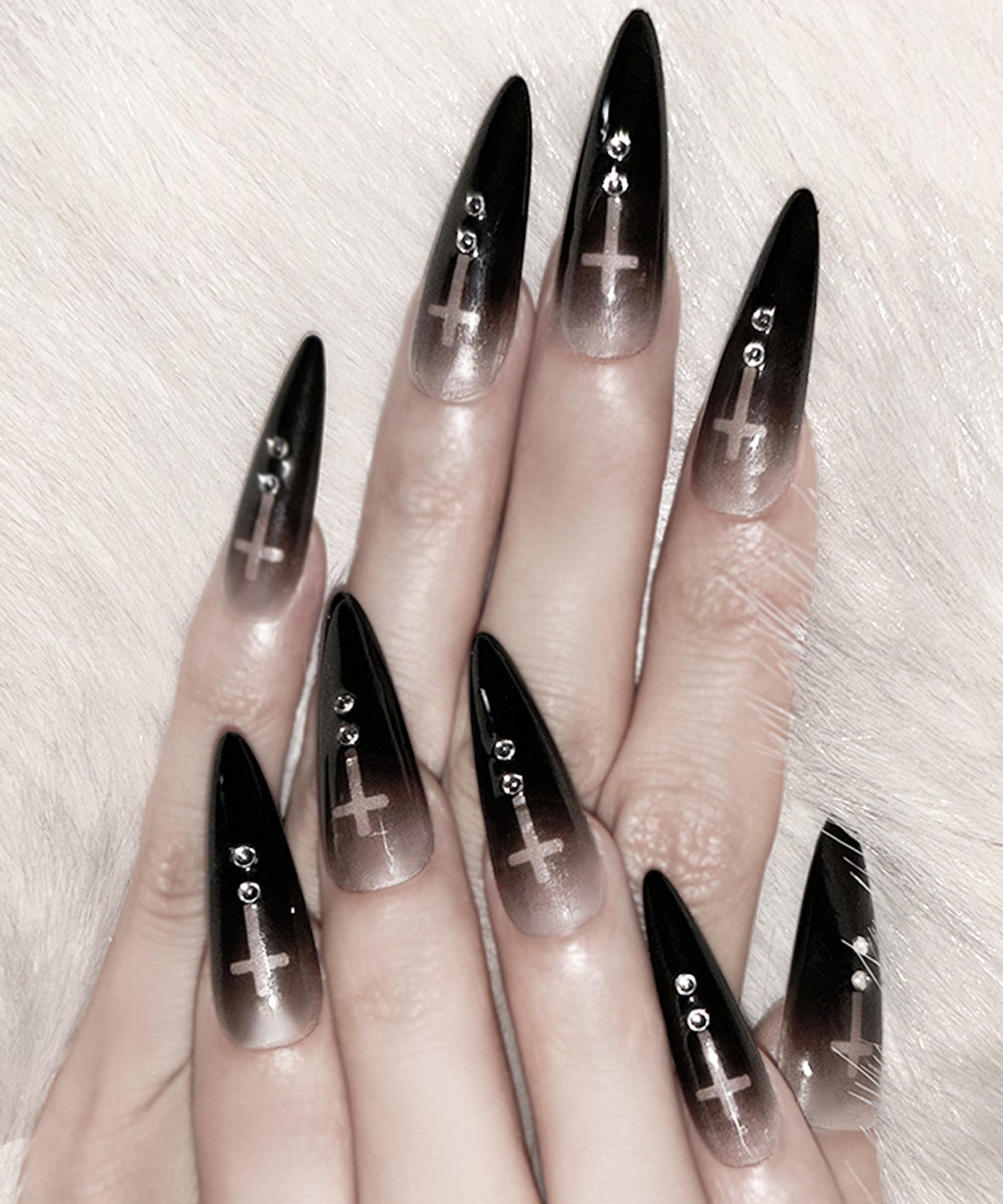 【 限定先行販売 】gradation sheer cross point long nail tips